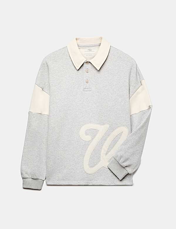 Cotton Rich Appliqu&eacute; Graphic Rugby Top (6-16 Yrs) - KG