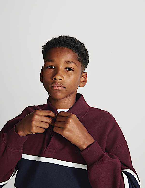 Cotton Rich Colour Block Rugby Sweatshirt (6-16 Yrs) - UA
