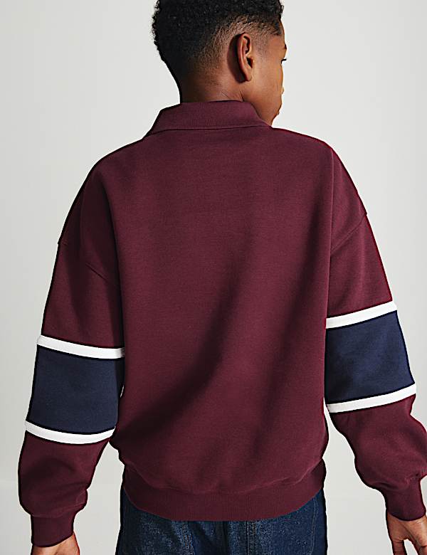 Cotton Rich Colour Block Rugby Sweatshirt (6-16 Yrs) - UA