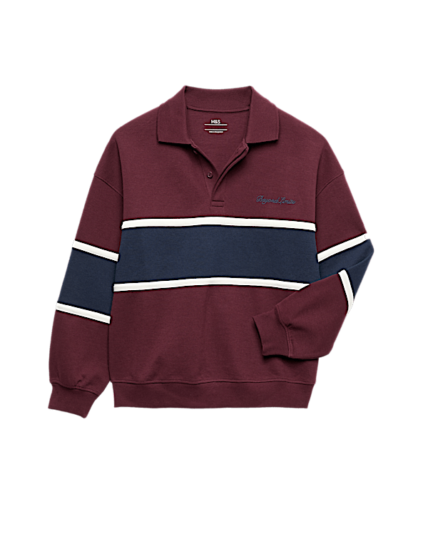 Cotton Rich Colour Block Rugby Sweatshirt (6-16 Yrs)