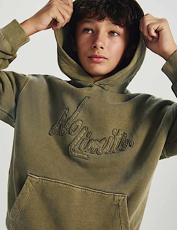 Pure Cotton Embroidered Graphic Hoodie (6-16 Yrs)