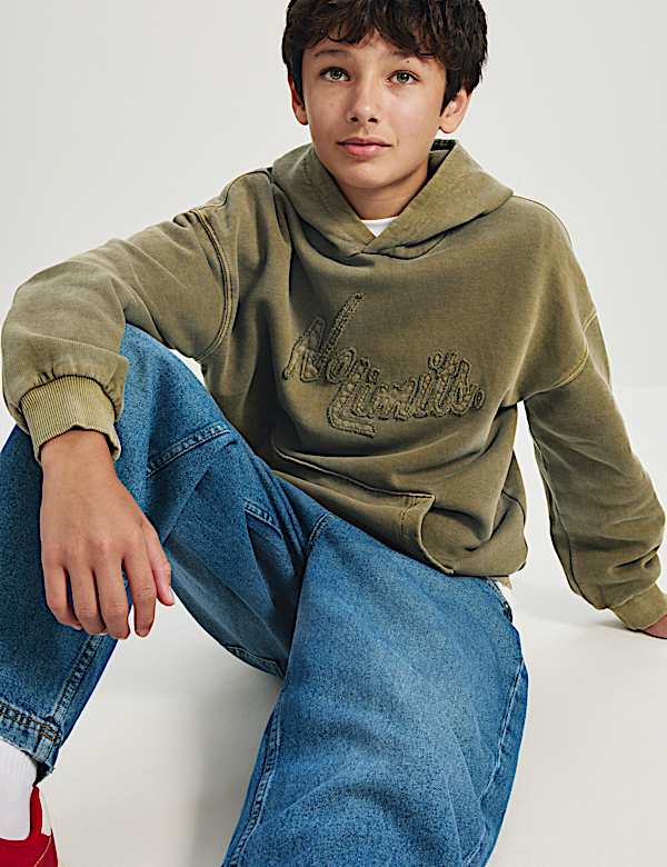 Pure Cotton Embroidered Graphic Hoodie (6-16 Yrs)