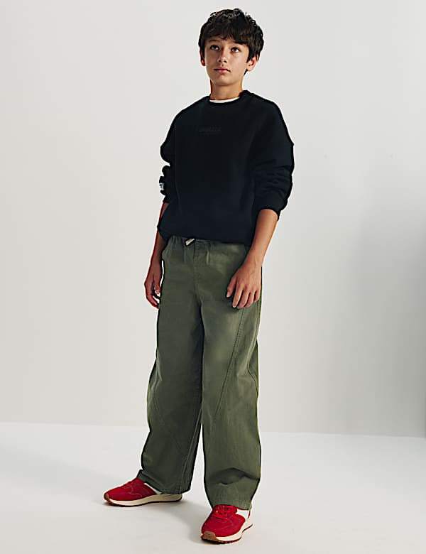 Pure Cotton Barrel Trousers (6-16 Yrs)
