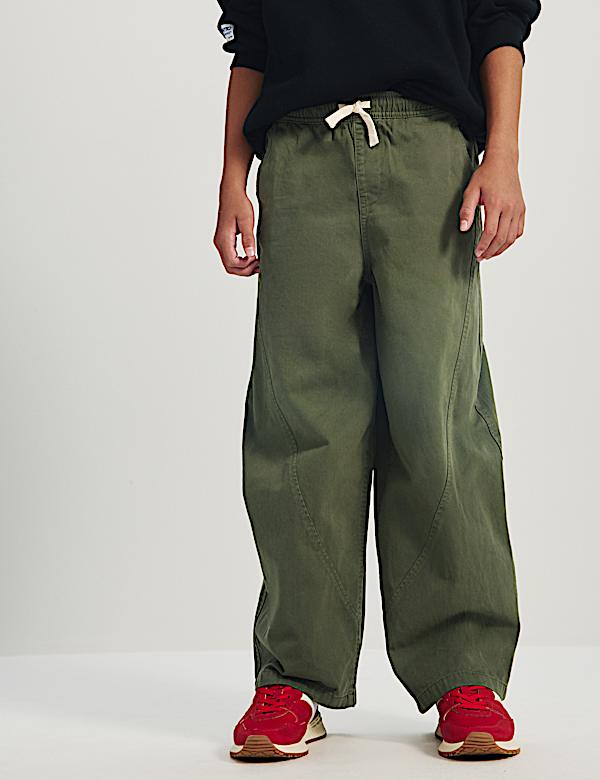 Pure Cotton Barrel Trousers (6-16 Yrs)
