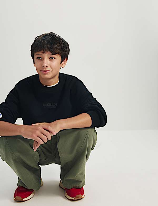 Pure Cotton Barrel Trousers (6-16 Yrs)