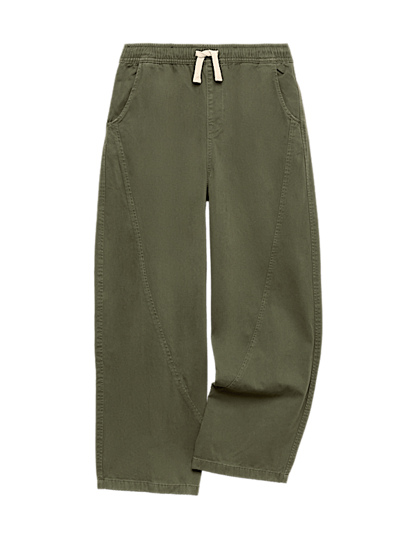 Pure Cotton Barrel Trousers (6-16 Yrs)
