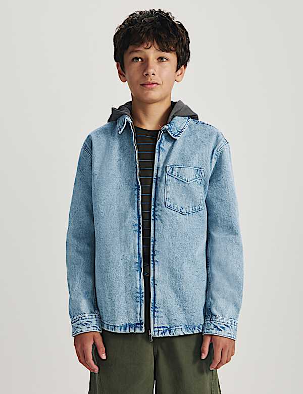 Hooded Denim Shirt (6-16 Yrs)