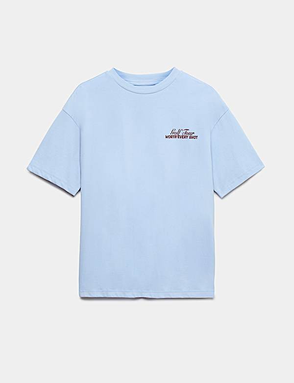 T-shirt van zuiver katoen met 'Golf Tour'-opschrift (6-16 jaar) - NL