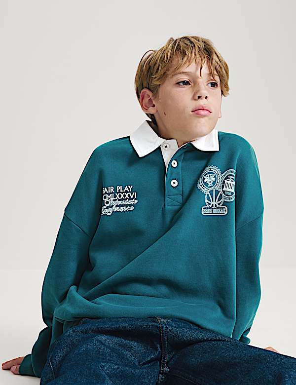 Cotton Rich Rugby Sweatshirt (6-16 Yrs)