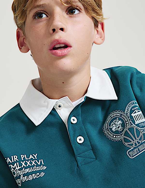 Cotton Rich Rugby Sweatshirt (6-16 Yrs) - TW