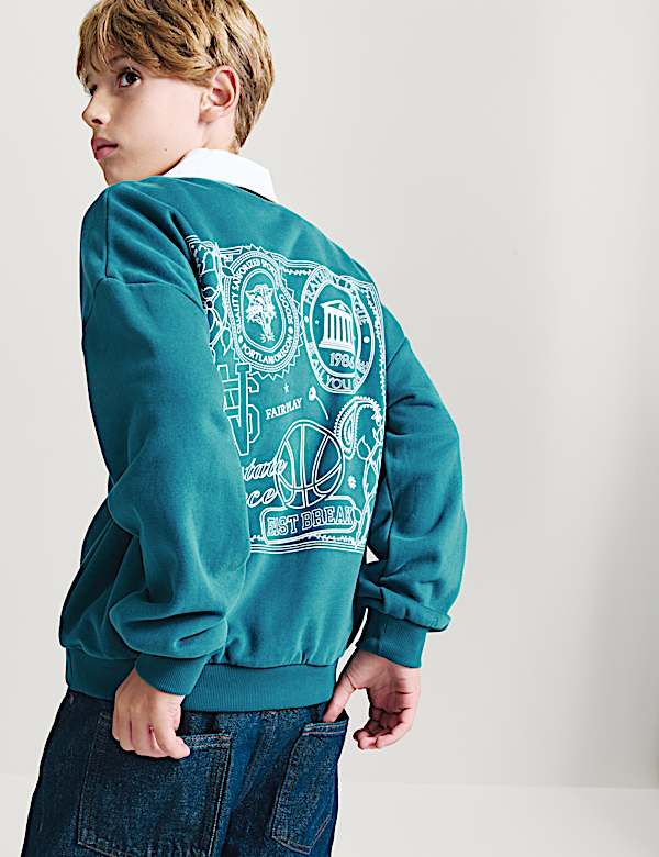 Cotton Rich Rugby Sweatshirt (6-16 Yrs) - TW