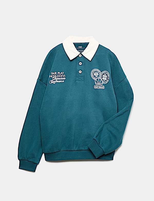 Cotton Rich Rugby Sweatshirt (6-16 Yrs) - TW