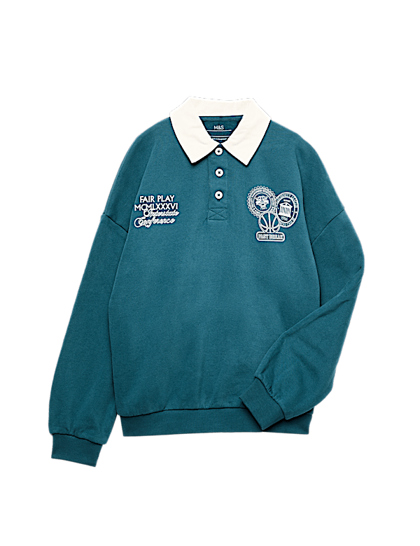 Cotton Rich Rugby Sweatshirt (6-16 Yrs)
