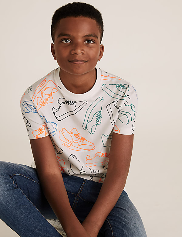 Cotton Trainer Print T-Shirt (6-16 Yrs)