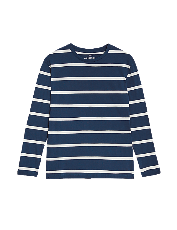 Cotton Mix Stripes Round Neck T-Shirt