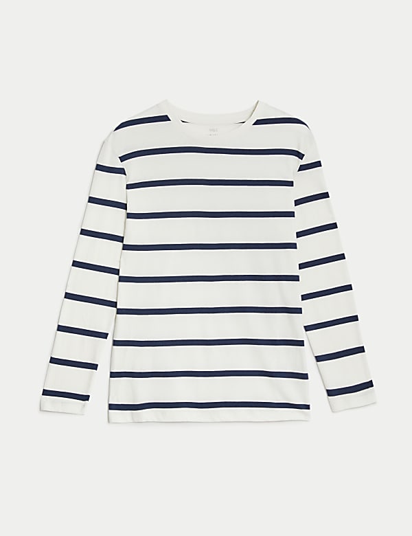 Cotton Mix Stripes Round Neck T-Shirt