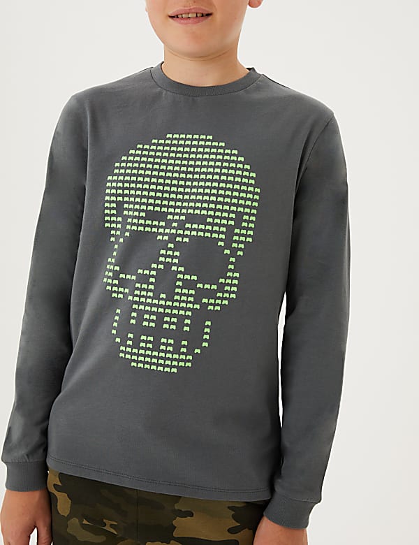 Pure Cotton Skull Print Top (6-16 Yrs)