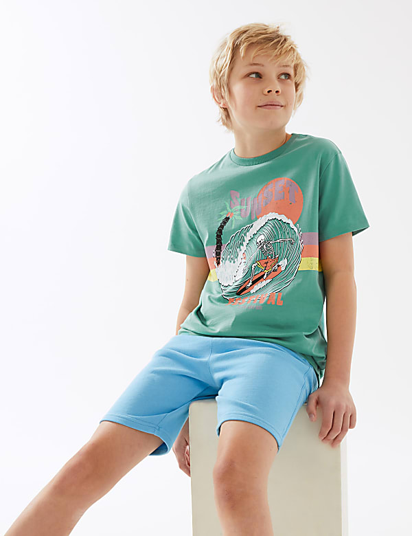 Pure Cotton Sunset Festival Slogan T-Shirt (6-16 Yrs)
