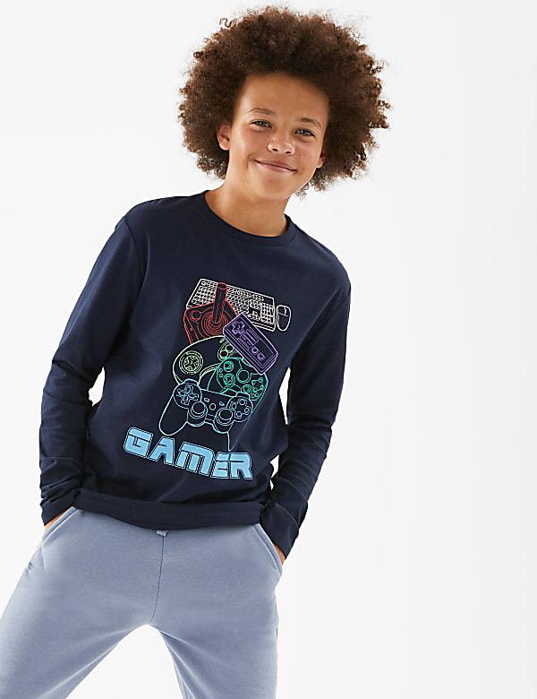 Pure Cotton Gamer Slogan Top (6-16 Yrs)