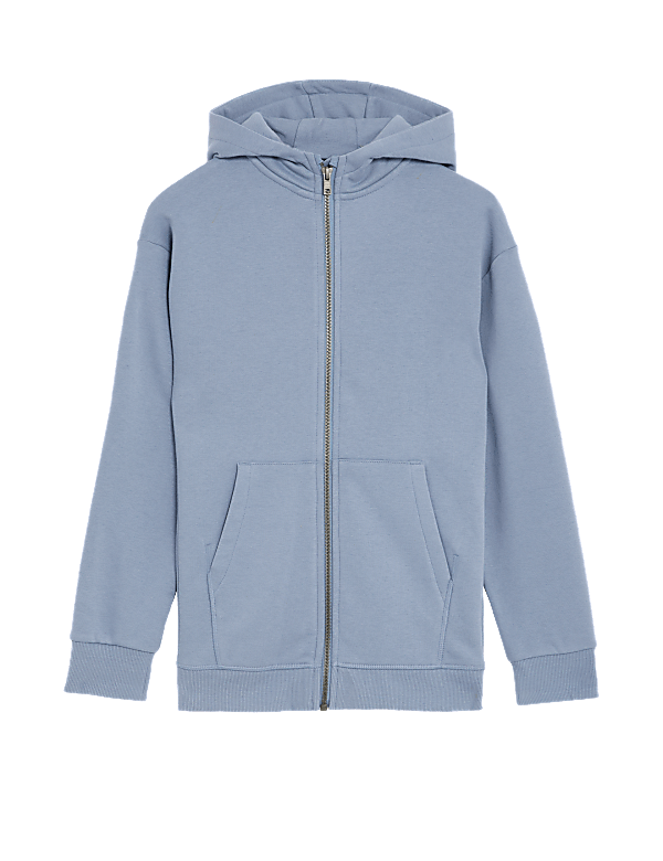 Cotton Rich Plain Zip Hoodie (6-16 Yrs)