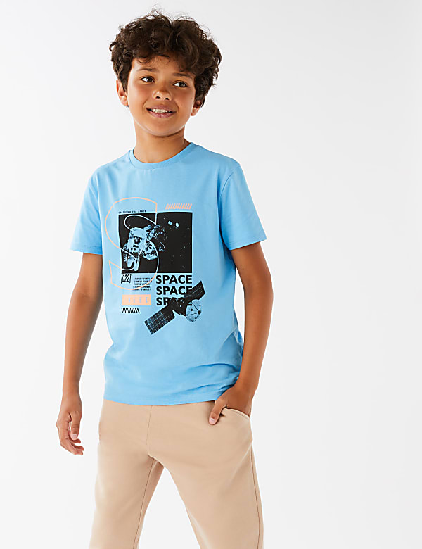 Pure Cotton Space Print T-Shirt (6-16 Yrs)