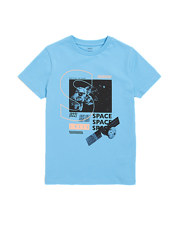Pure Cotton Space Print T-Shirt (6-16 Yrs)