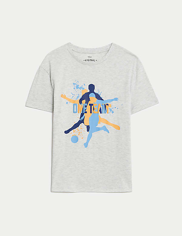 Pure Cotton Football Graphic T-Shirt (6-16 Yrs) - GR