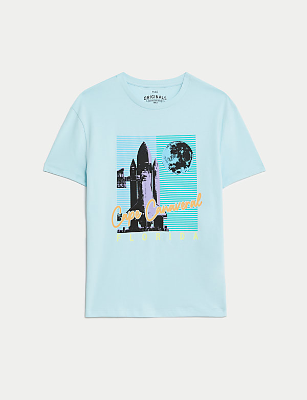 Pure Cotton Space Shuttle Graphic T-Shirt (6-16 Yrs) - GR
