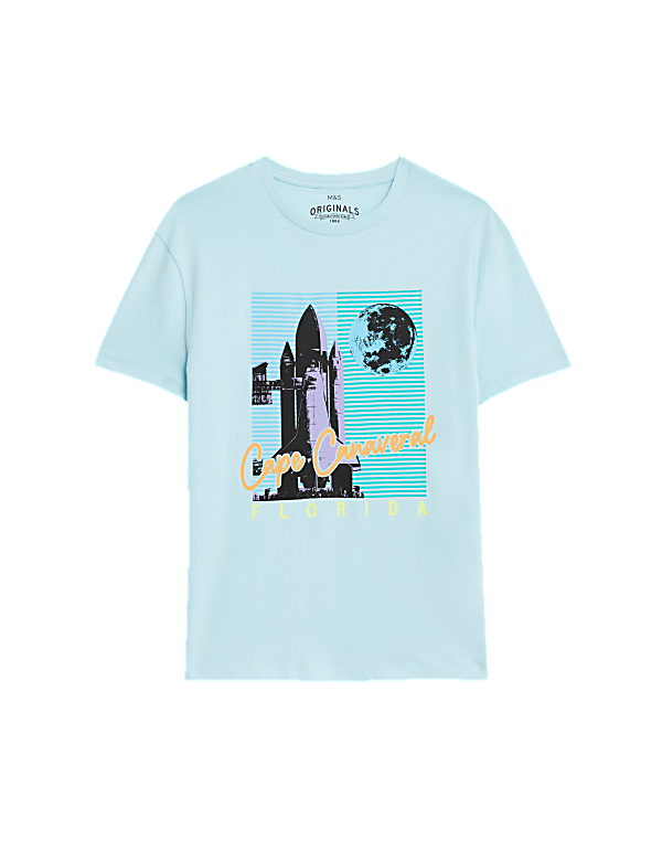 Pure Cotton Space Shuttle Graphic T-Shirt (6-16 Yrs)