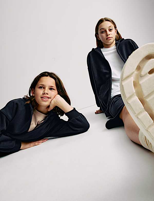 Einfarbiger Hoodie mit hohem Baumwollanteil (6–16 J.) - AT