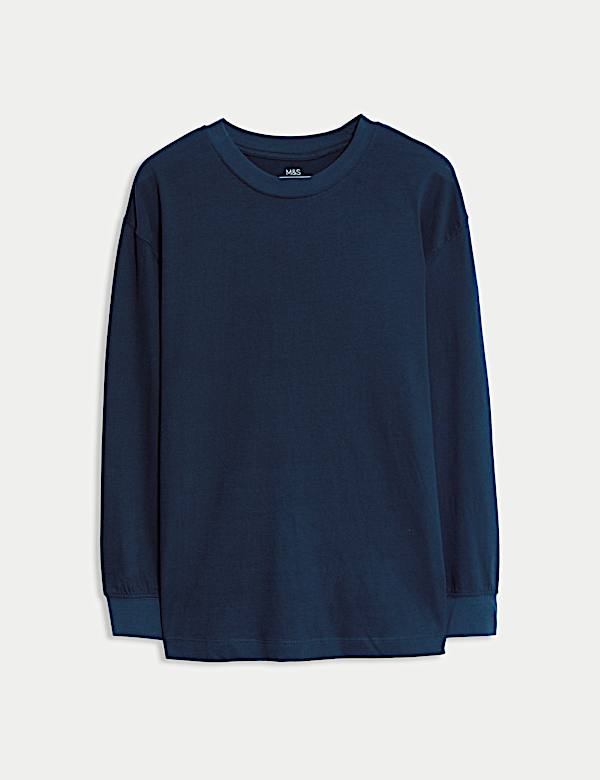 Pure Cotton Plain Long Sleeve Top (6-16 Yrs)