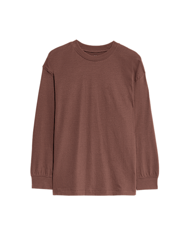 Pure Cotton Plain Long Sleeve Top (6-16 Yrs)