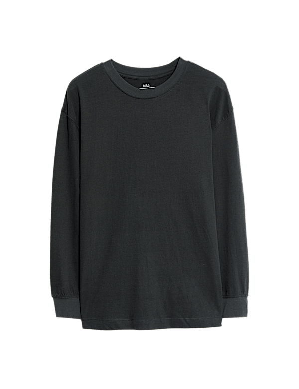 Pure Cotton Plain Long Sleeve Top (6-16 Yrs)