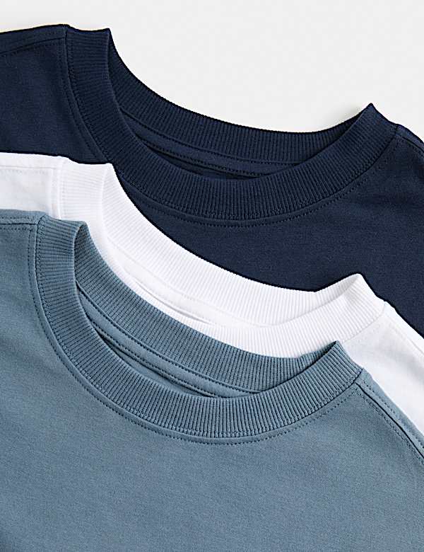 3 Pack Pure Cotton Plain T-Shirts (6-16 Yrs)