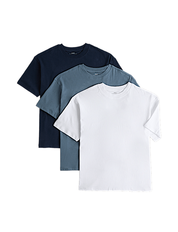 3 Pack Pure Cotton Plain T-Shirts (6-16 Yrs)