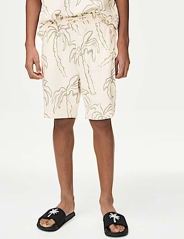 2pc Pure Cotton Palm Tree T-Shirt and Shorts (6-16 Yrs)