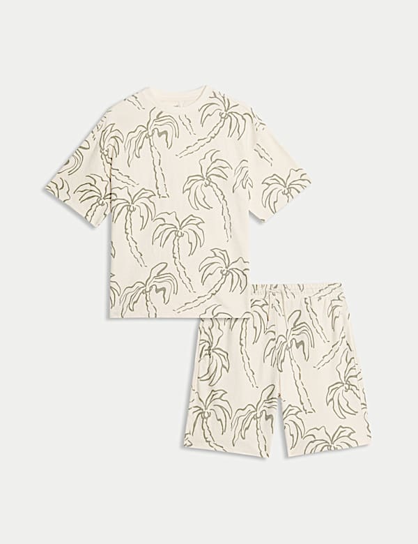 2pc Pure Cotton Palm Tree T-Shirt and Shorts (6-16 Yrs) - PL