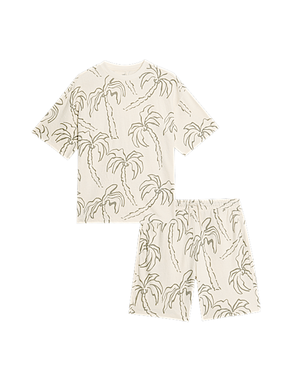 2pc Pure Cotton Palm Tree T-Shirt and Shorts (6-16 Yrs)