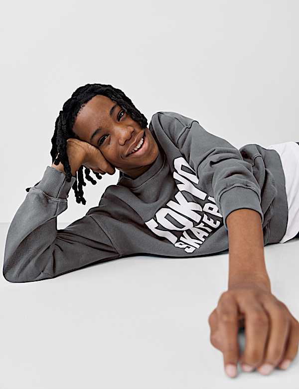 2pc Pure Cotton Graphic Sweatshirt and Shorts (2-16 Yrs) - NL