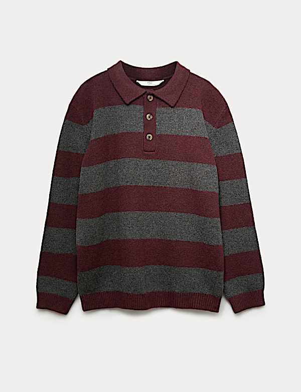 סוודר רוגבי פסים סרוג (6‏-16 שנים) - IL