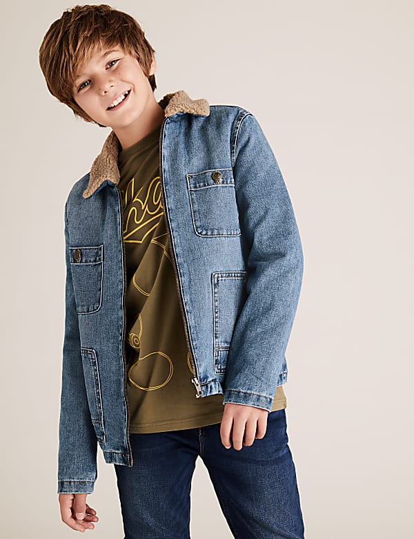Fully borg lined denim jacket new arrivals