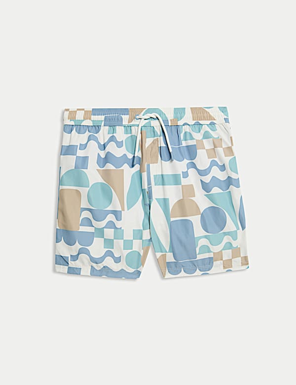 Abstract Print Shorter Length Swim Shorts (6-16 Yrs) - IS