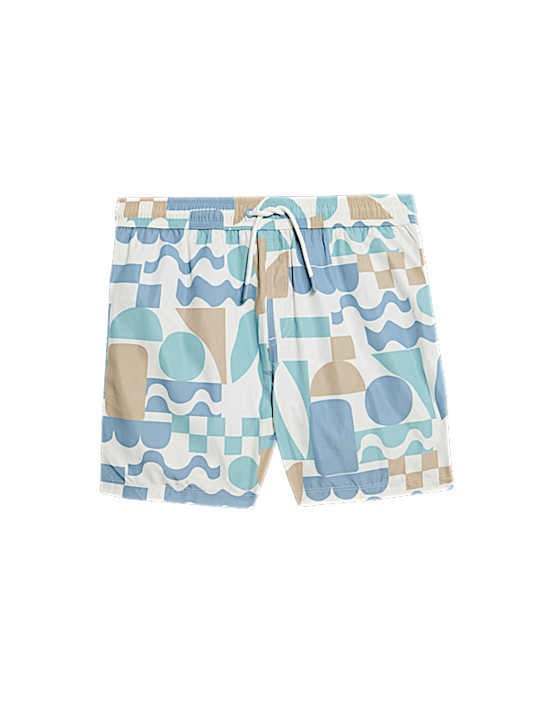 Abstract Print Shorter Length Swim Shorts (6-16 Yrs)