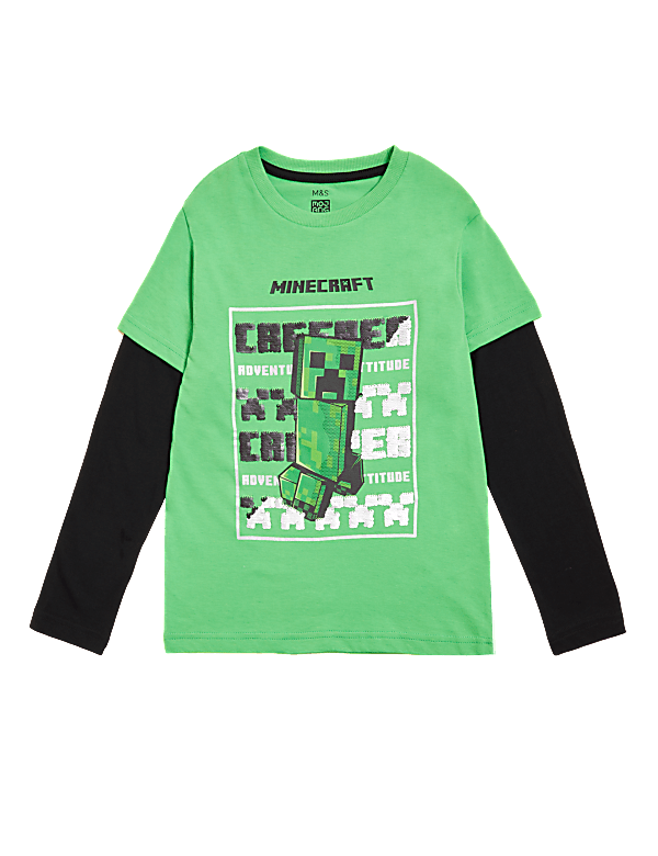 Pure Cotton Minecraft&trade; Sequin Top (6-16 Yrs)