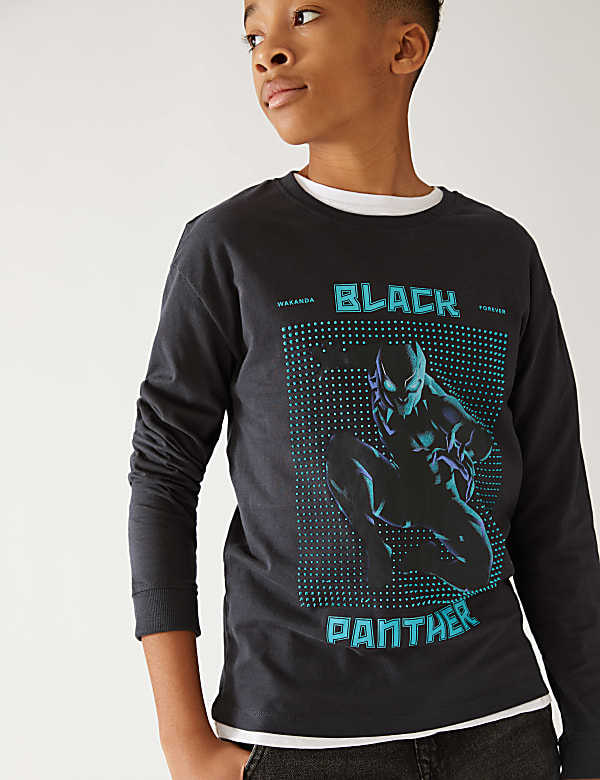 Pure Cotton Black Panther&trade; Top (6-16 Yrs)