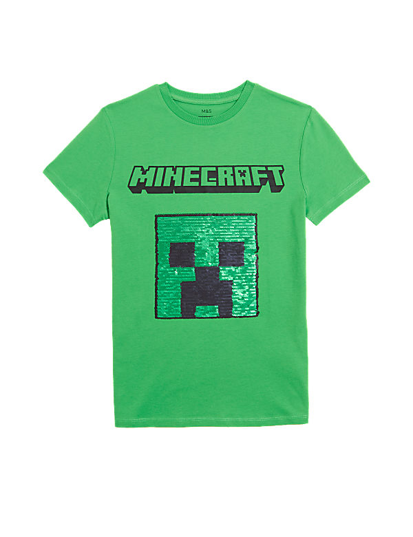Pure Cotton Minecraft™ Sequin T-Shirt (6-16 Yrs)