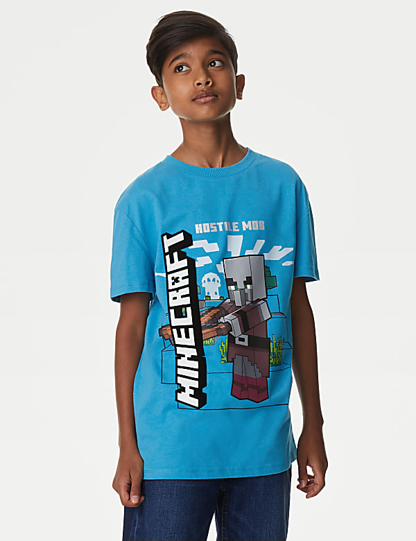 Buy Pure Cotton Minecraft T Shirt 6 16 Yrs at Marks Spencer