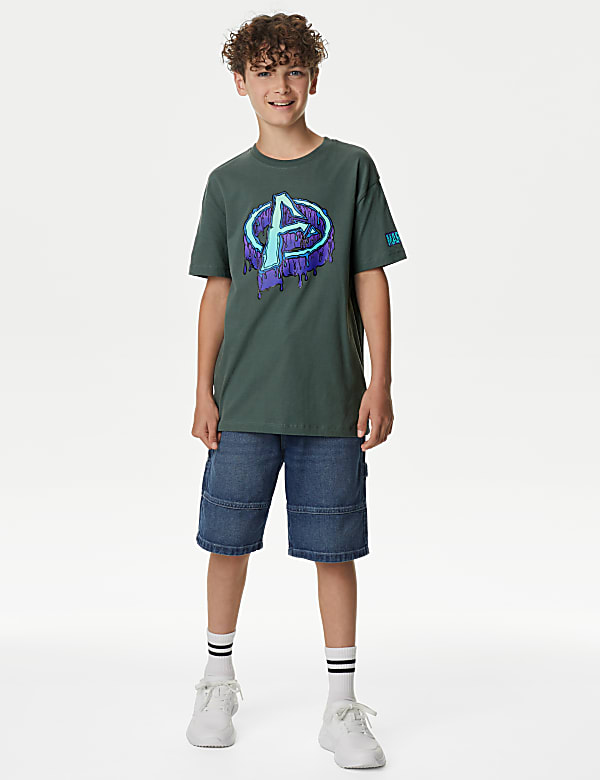 Pure Cotton Avengers Print T Shirt 6 16 Yrs DARK SAGE T shirts M S NZ