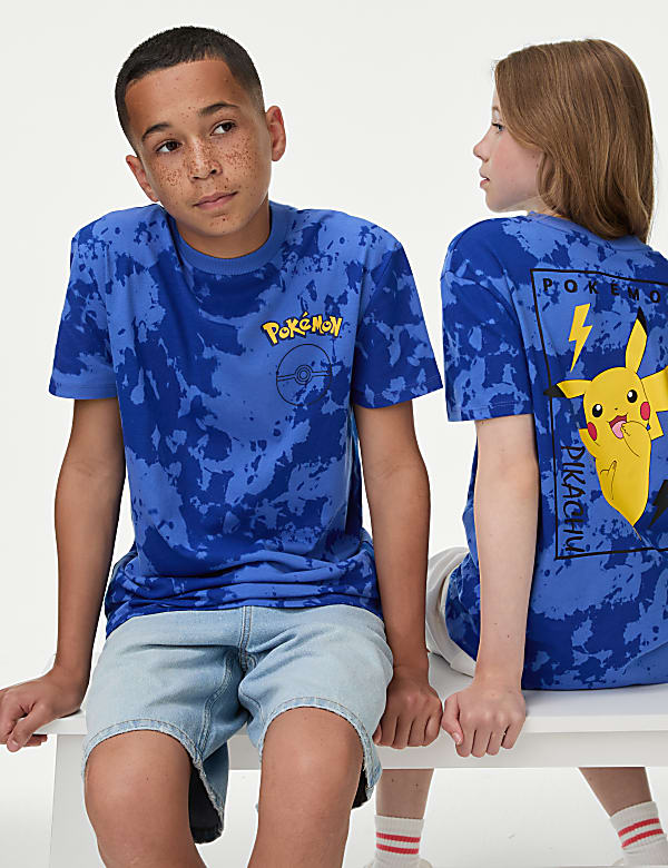 Pure Cotton Pokemon Tie Dye T Shirt 6 16 Yrs BLUE MIX T shirts M S IT