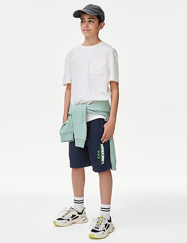 Katoenrijke korte broek met Minecraft™-motief (6-16 jaar) - NL